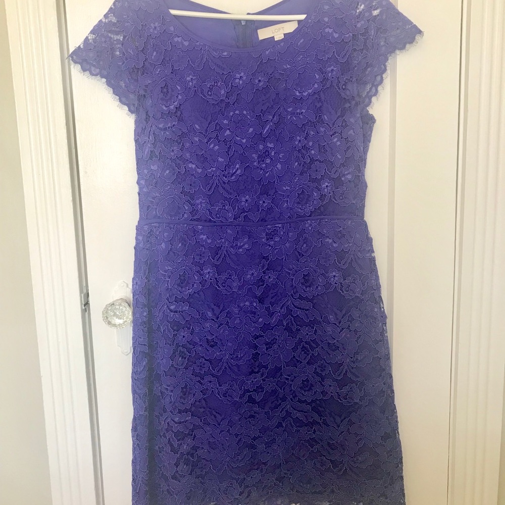 LOFT Purple lace cocktail dress size 10